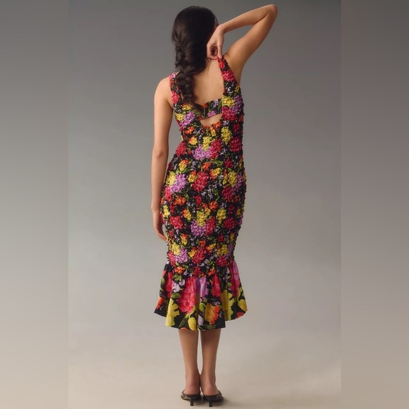 NWT By Anthropologie Square-Neck Pebble Smocked Dress - Picture 3 of 3